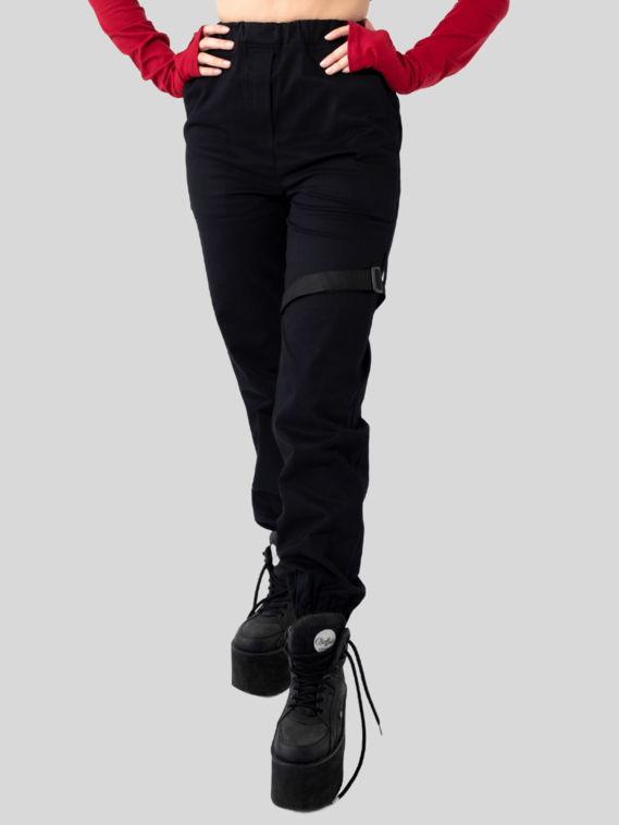 1 джоггеры женские черные на резинке