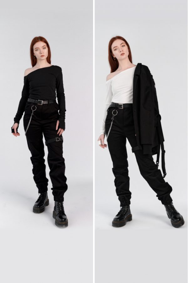 Комплект Джоггеры HARD + KITANA черная/белая