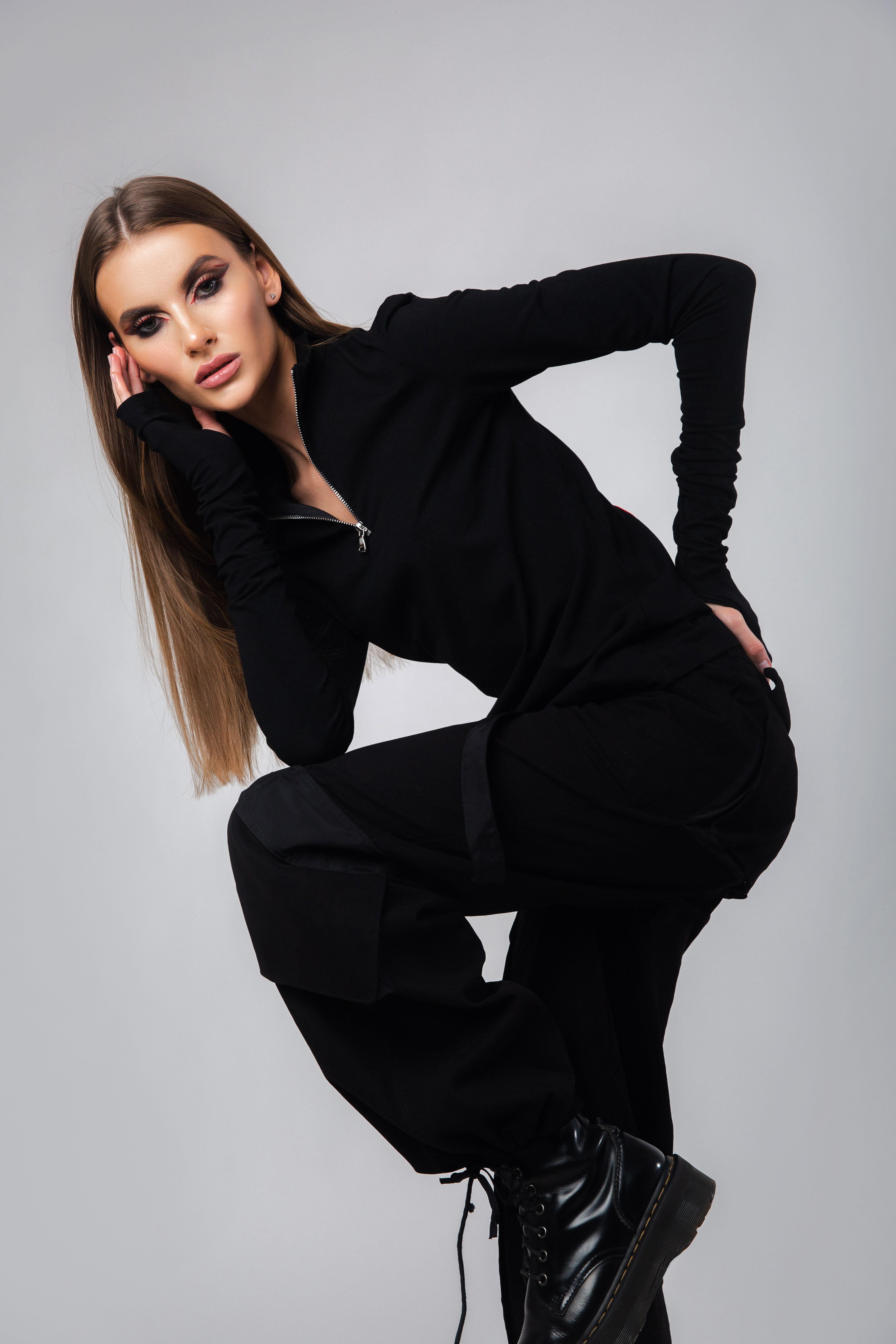 Брюки карго черные женские 5